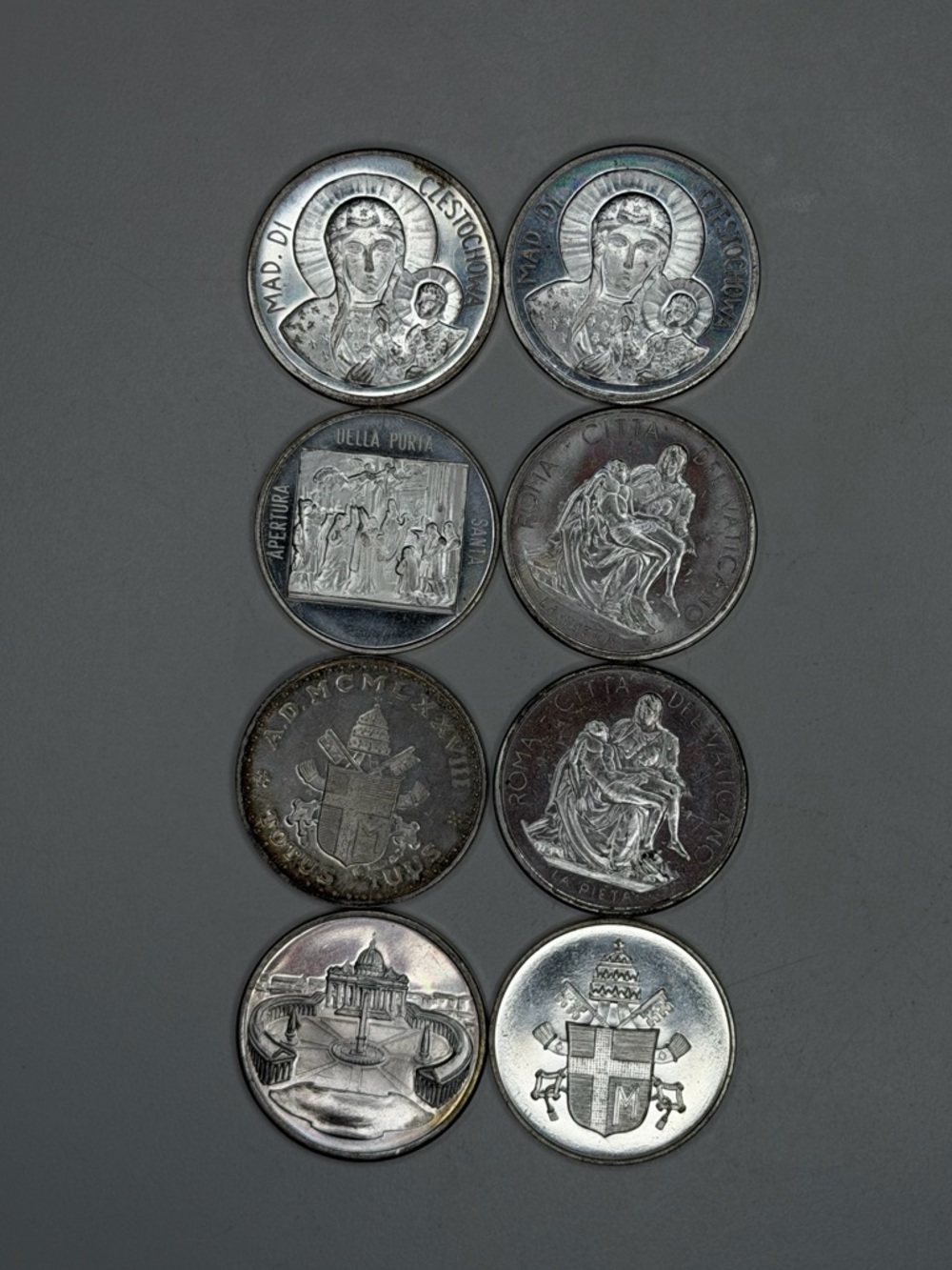 Vintage Vatican Medal Set - Pope John Paul II & Our Lady of Czestochowa (8 pcs)